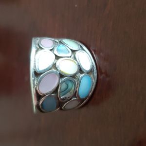 Sterling Silver and Multi-colored Mother of Pearl Ring